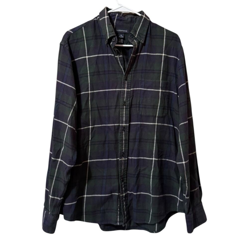 Lands End Mens Size 15-15 1/2 Button Down Long Sleeve Shirt Cotton Casual Winter